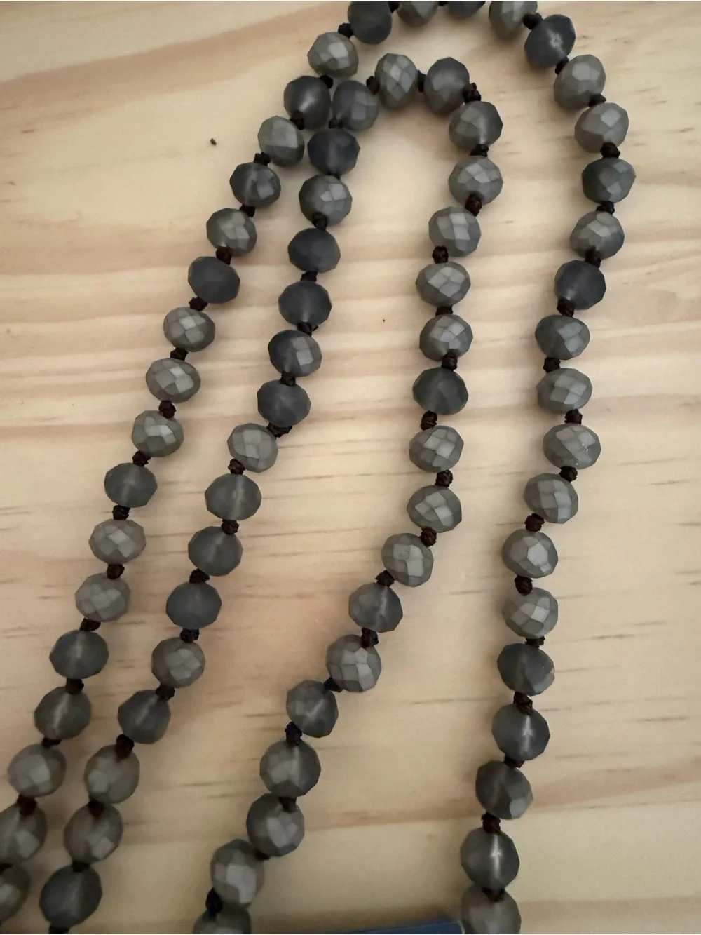 Men's Black Beaded Necklace - Stylish Matte Faceted Design